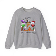 Load image into Gallery viewer, Happy Hallothanksmas: Festive Wine Trio Crewneck