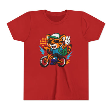 Kids Tee - Cute Back to School Tiger Riding a Bike