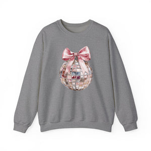 Crewneck Sweatshirt with Croquet Bow on Disco Ball Design