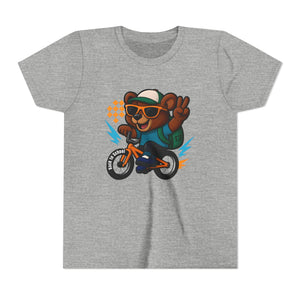 Kids Tee - Cute Back to School Bear Riding a Bike