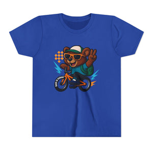 Kids Tee - Cute Back to School Bear Riding a Bike