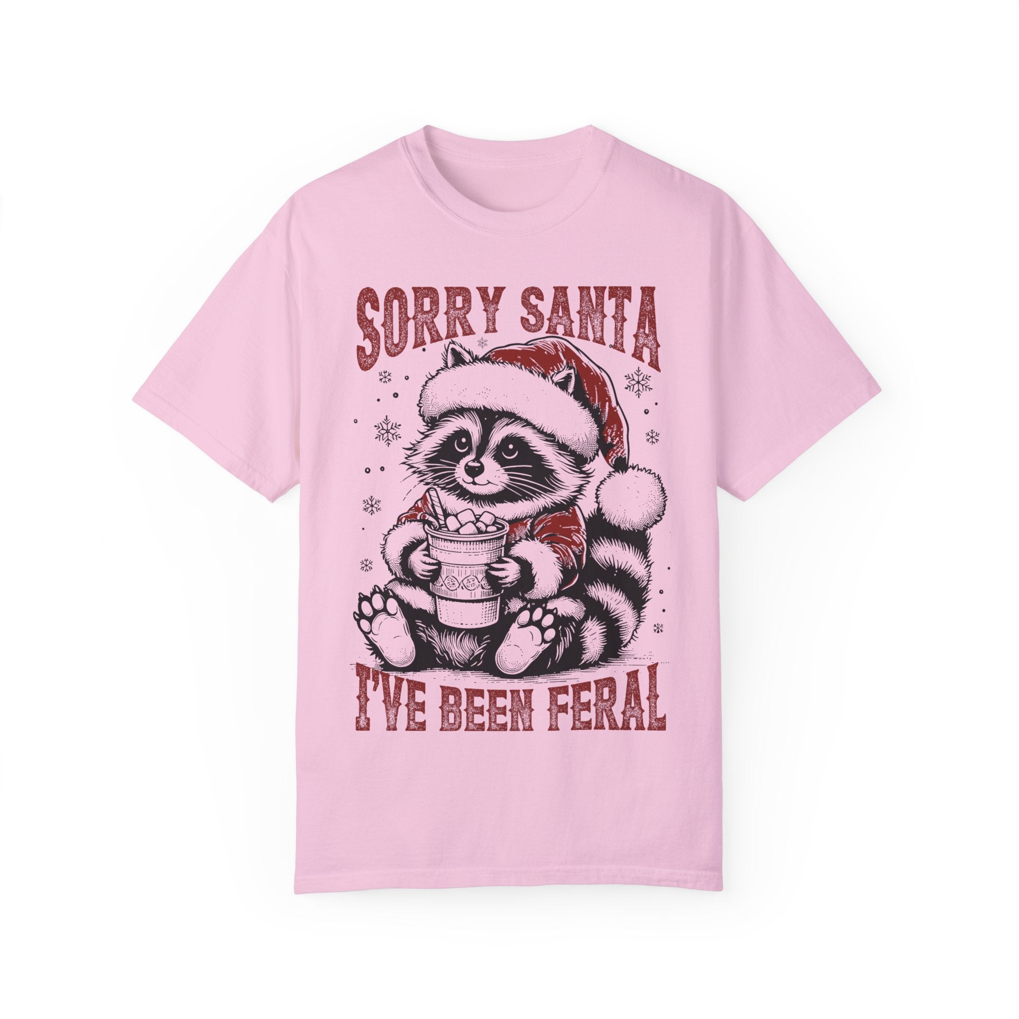 Funny Mens, womens christmas tee,Feral Festive Raccoon: Sorry Santa Tee