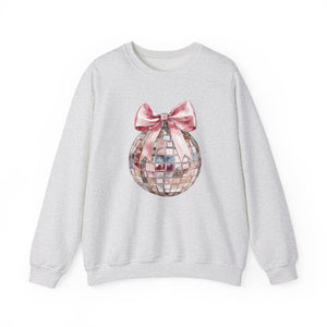 Crewneck Sweatshirt with Croquet Bow on Disco Ball Design
