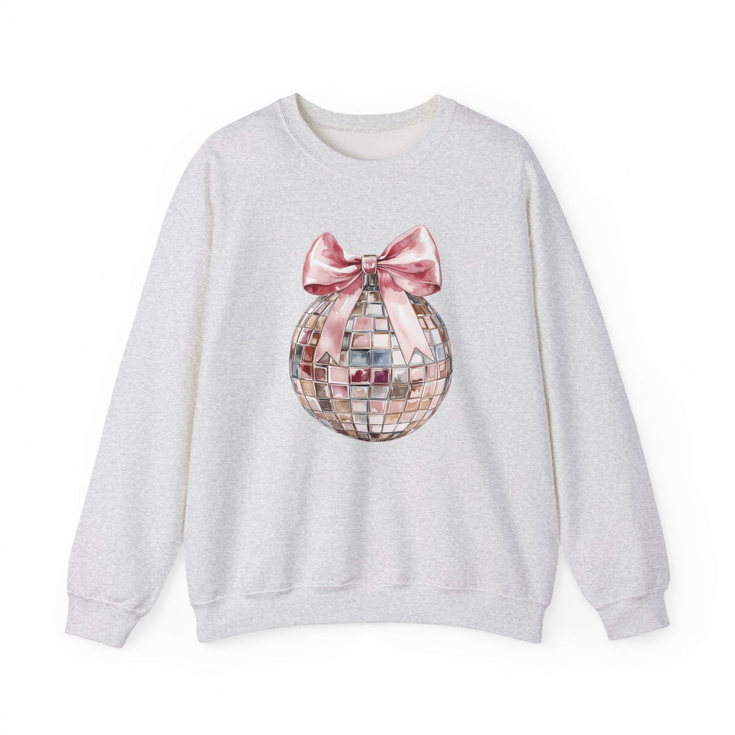 Crewneck Sweatshirt with Croquet Bow on Disco Ball Design