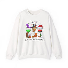 Load image into Gallery viewer, Happy Hallothanksmas: Festive Wine Trio Crewneck