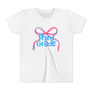 Third Grade Tee - First Day of School Bow Design - Kids Softstyle Tee