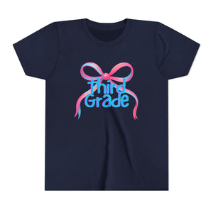 Third Grade Tee - First Day of School Bow Design - Kids Softstyle Tee