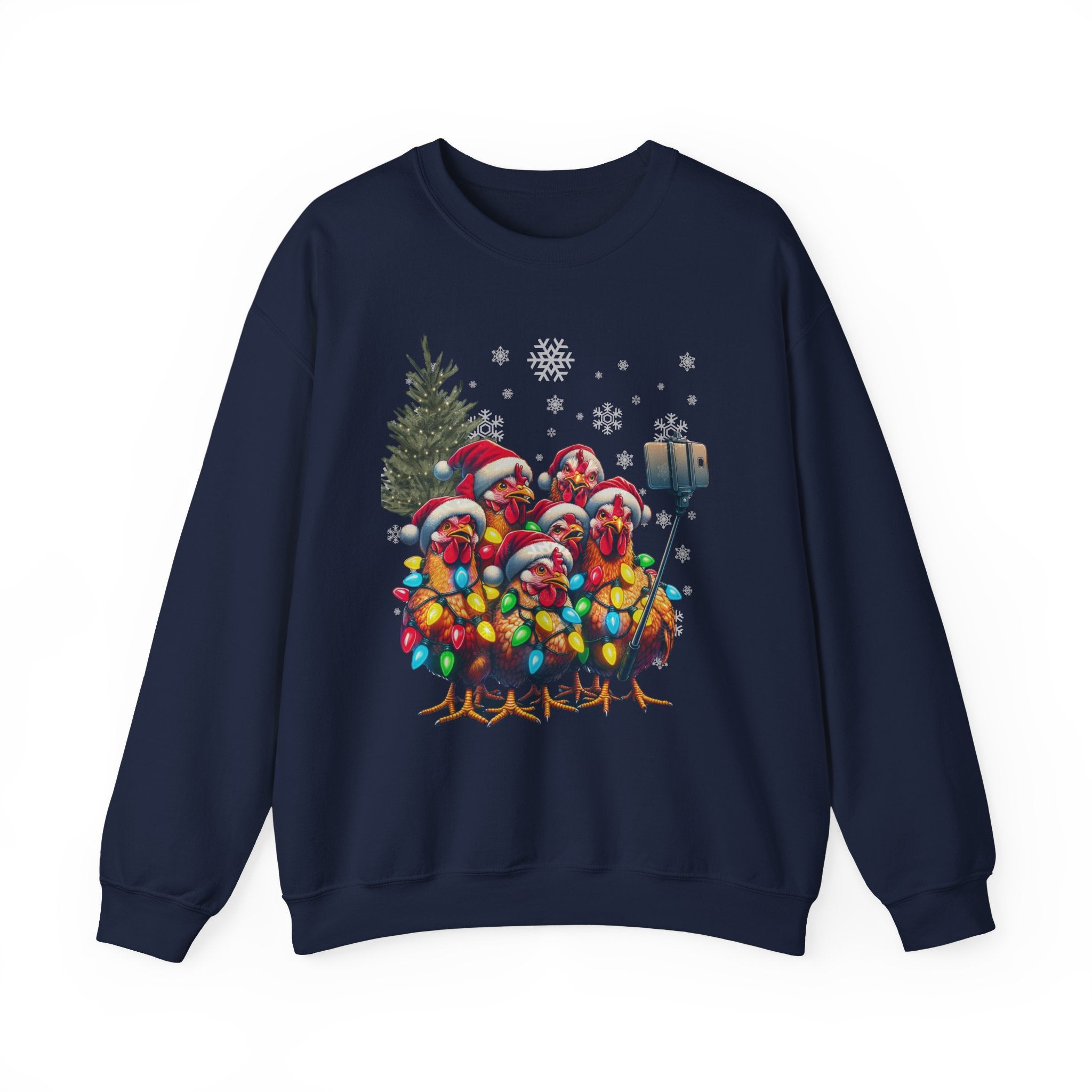 Chicken Sisters Christmas Selfie Crewneck Sweatshirt, comfy, homestead, funny holiday,