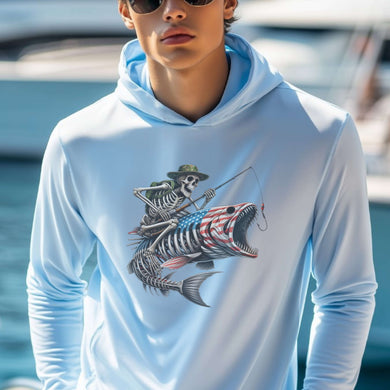 Men's Fishing Skeleton Hoodie - Fun Outdoor Sports Gear