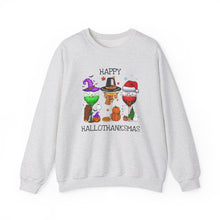 Load image into Gallery viewer, Happy Hallothanksmas: Festive Wine Trio Crewneck