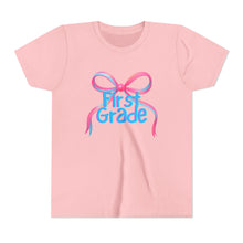 Load image into Gallery viewer, First Grade Tee - First Day of School Bow Design - Kids Softstyle Tee