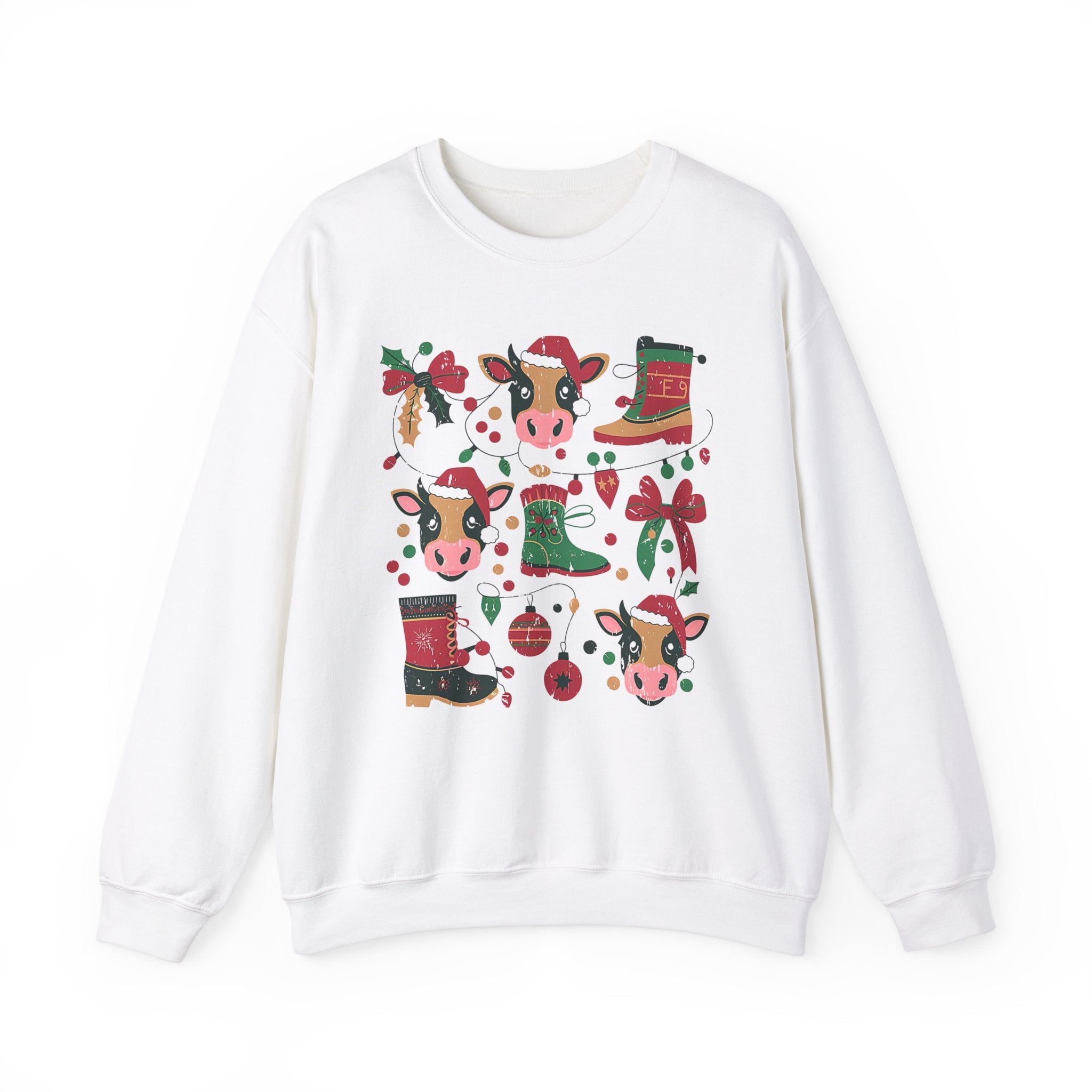 Country Christmas Vibes: Cows, Bows & Poinsettias! Sweatshirt