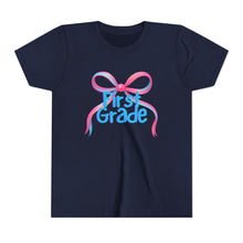 Load image into Gallery viewer, First Grade Tee - First Day of School Bow Design - Kids Softstyle Tee