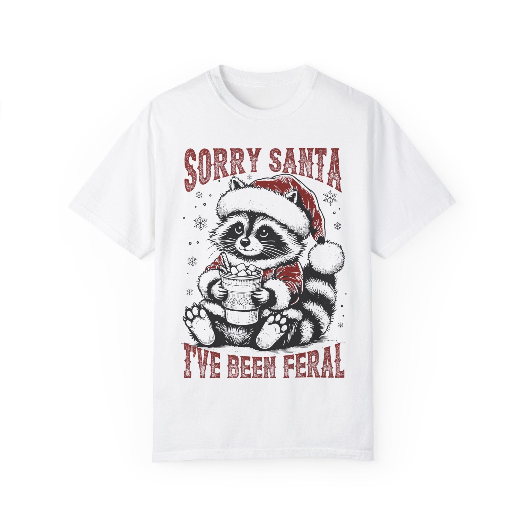 Funny Mens, womens christmas tee,Feral Festive Raccoon: Sorry Santa Tee