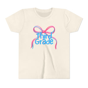 Third Grade Tee - First Day of School Bow Design - Kids Softstyle Tee