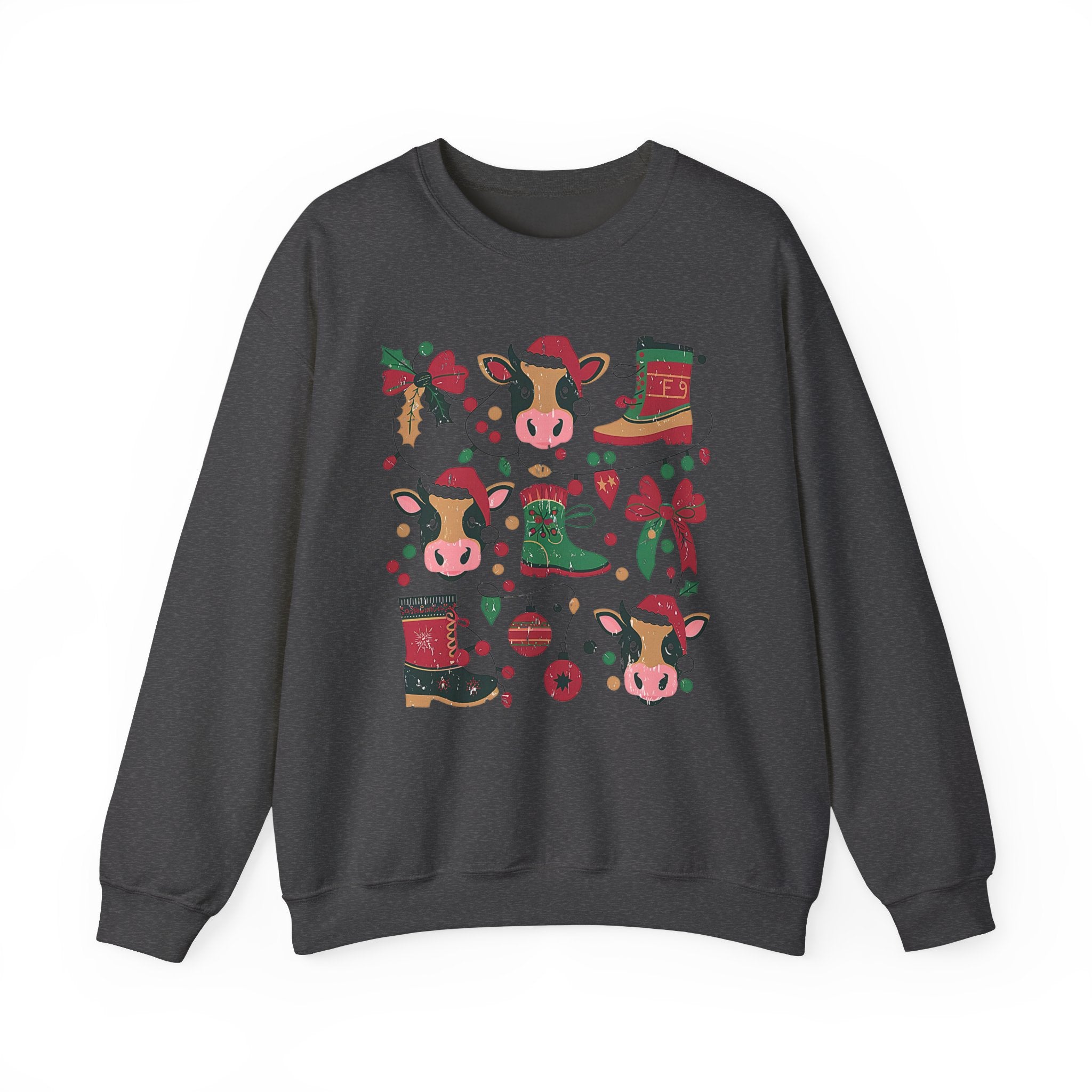 Country Christmas Vibes: Cows, Bows & Poinsettias! Sweatshirt