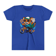 Load image into Gallery viewer, Kids Tee - Cute Back to School Tiger Riding a Bike