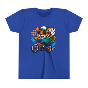 Kids Tee - Cute Back to School Tiger Riding a Bike
