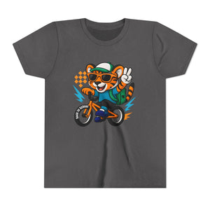 Kids Tee - Cute Back to School Tiger Riding a Bike