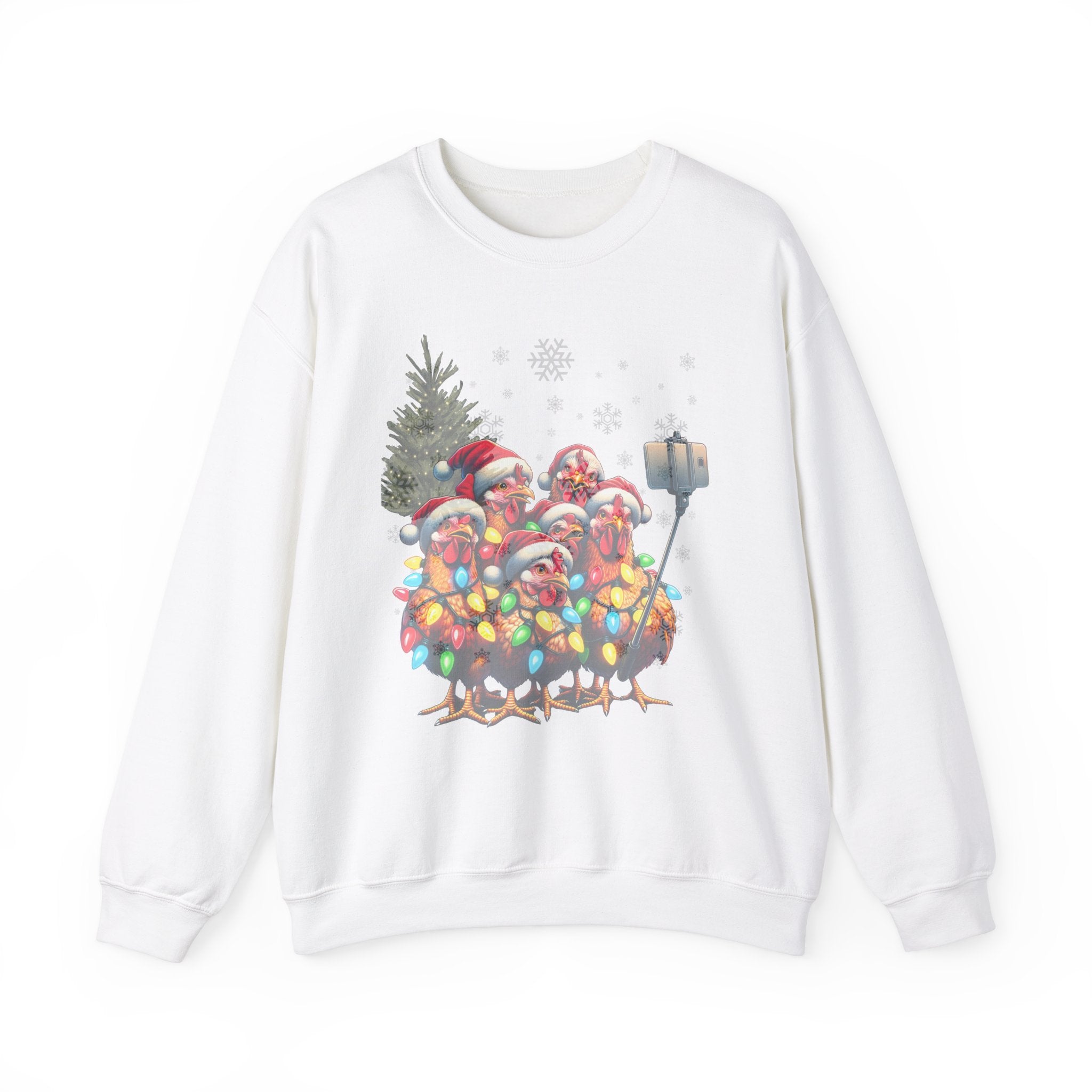 Chicken Sisters Christmas Selfie Crewneck Sweatshirt, comfy, homestead, funny holiday,