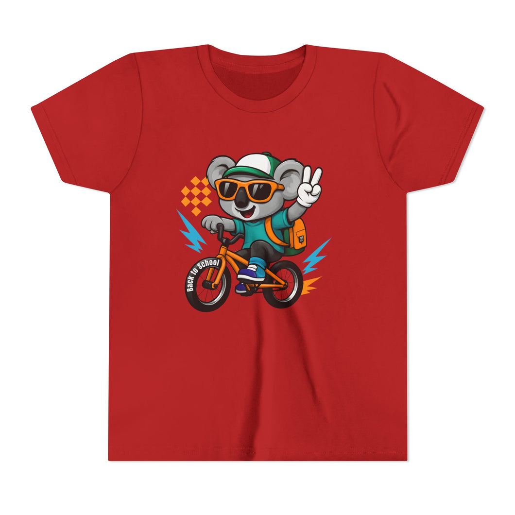 Kids Tee - Cute Back to School Koala Riding a Bike