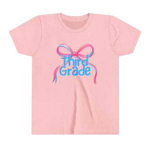 Third Grade Tee - First Day of School Bow Design - Kids Softstyle Tee