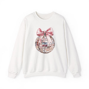 Crewneck Sweatshirt with Croquet Bow on Disco Ball Design