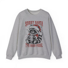 Load image into Gallery viewer, Feral Festive Raccoon: Sorry Santa Crewneck