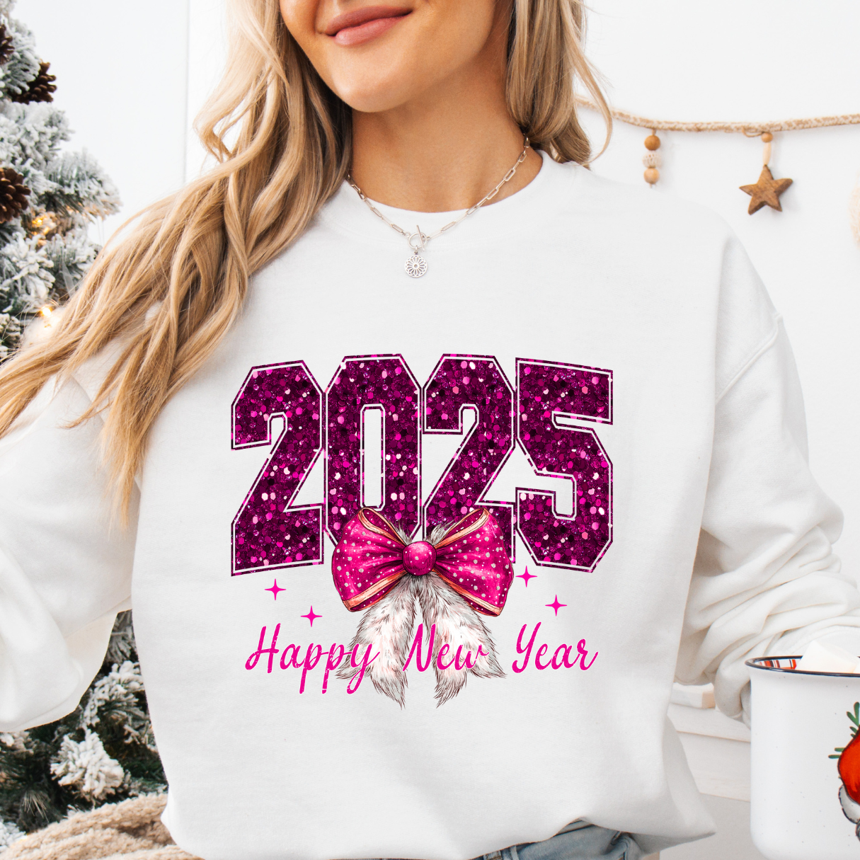 Cheers to 2025: Glitzy Bow Crewneck