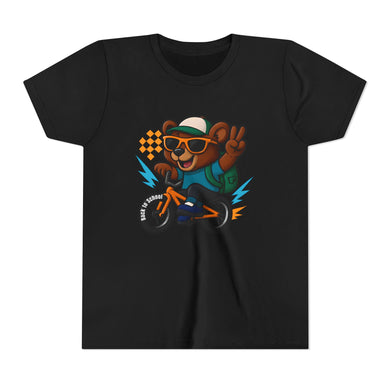 Kids Tee - Cute Back to School Bear Riding a Bike