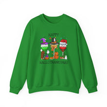 Load image into Gallery viewer, Happy Hallothanksmas: Festive Wine Trio Crewneck
