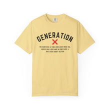 Load image into Gallery viewer, Graphic Garment-Dyed T-Shirt, with Generation X Humor, Retro Tee, Vintage Style Shirt, Gift for GenX, Nostalgic Apparel