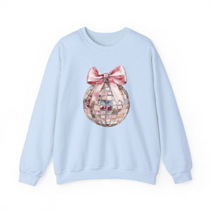 Crewneck Sweatshirt with Croquet Bow on Disco Ball Design