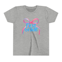 Load image into Gallery viewer, First Grade Tee - First Day of School Bow Design - Kids Softstyle Tee