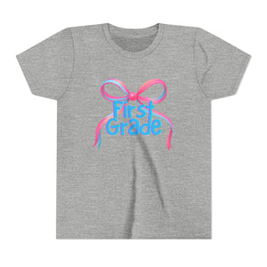First Grade Tee - First Day of School Bow Design - Kids Softstyle Tee