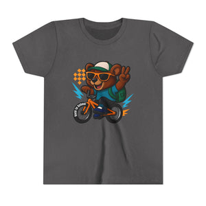 Kids Tee - Cute Back to School Bear Riding a Bike