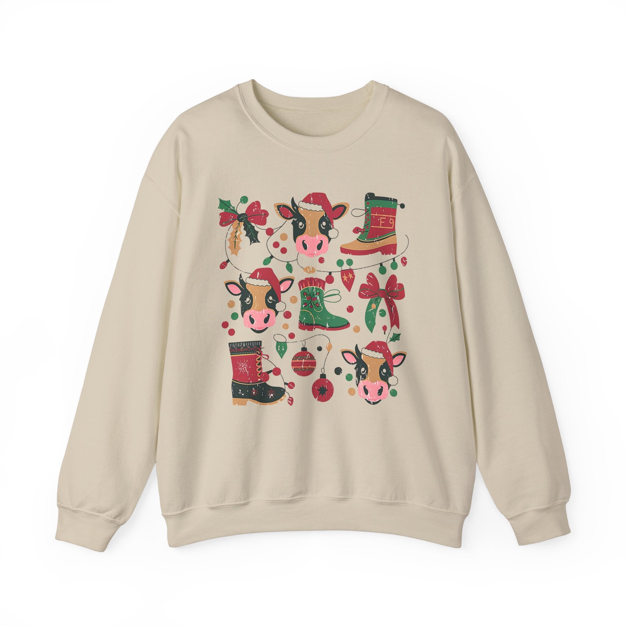 Country Christmas Vibes: Cows, Bows & Poinsettias! Sweatshirt