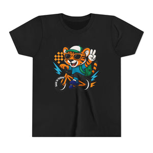 Kids Tee - Cute Back to School Tiger Riding a Bike