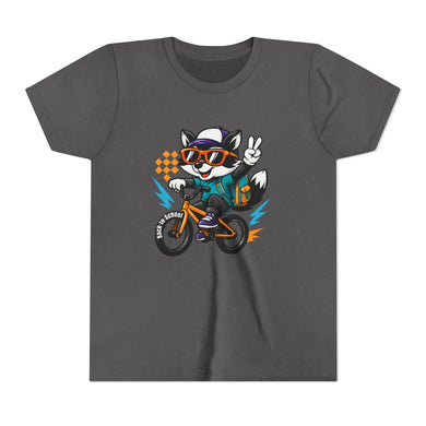 Kids Tee - Cute Back to School Raccoon Riding a Bike