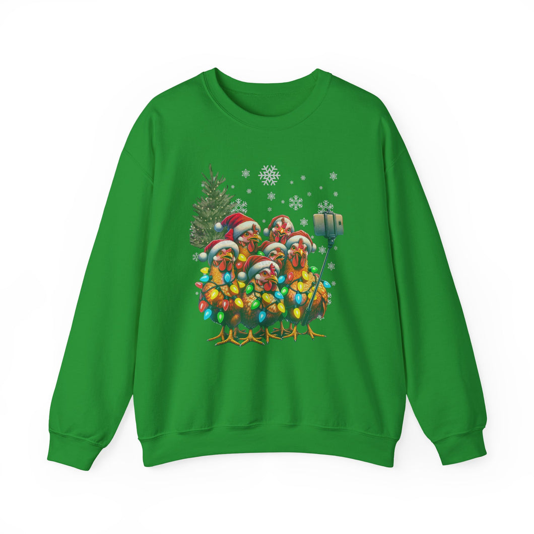 Chicken Sisters Christmas Selfie Crewneck Sweatshirt, comfy, homestead, funny holiday
