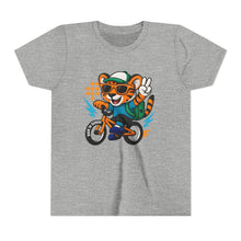 Load image into Gallery viewer, Kids Tee - Cute Back to School Tiger Riding a Bike