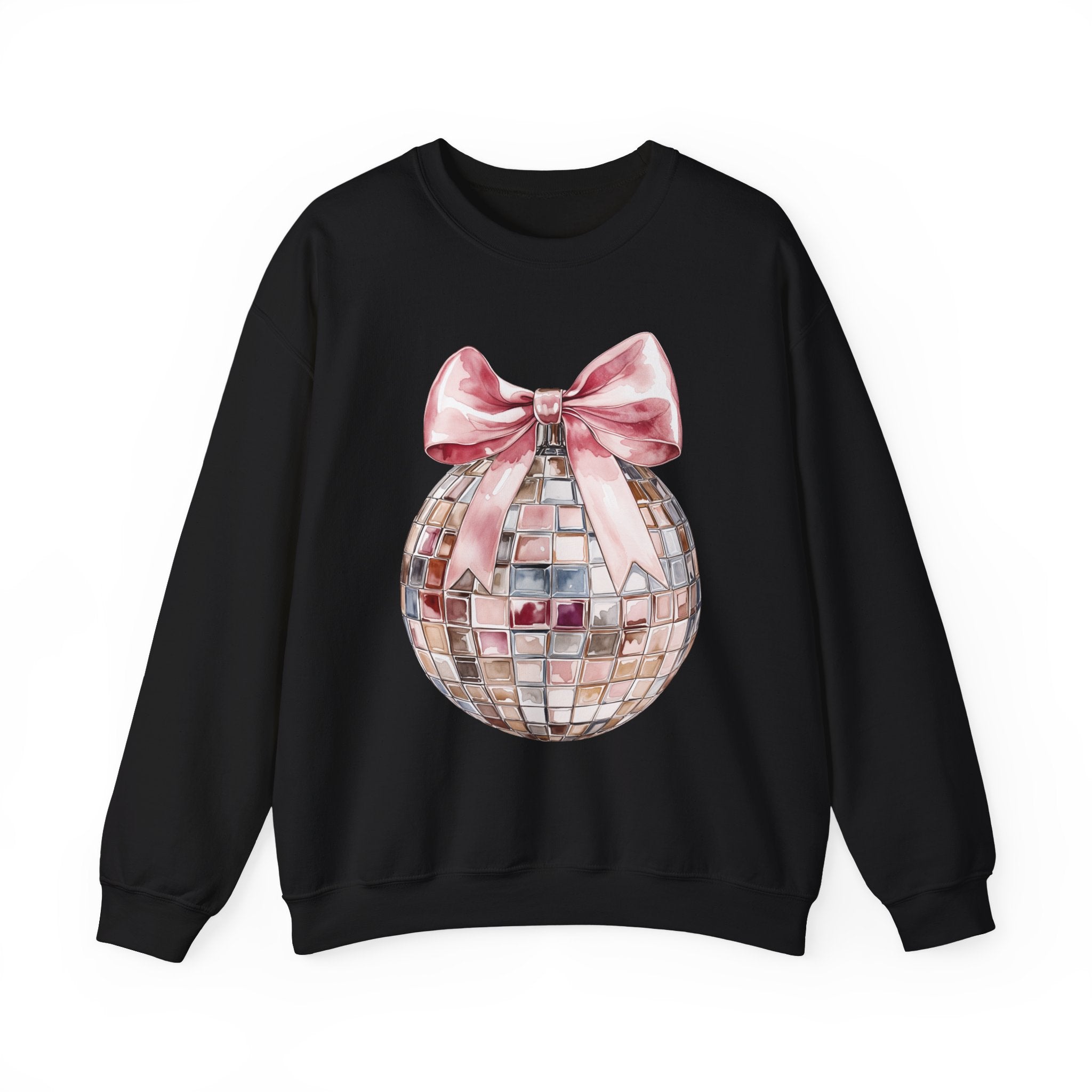 Pretty in Pink: Disco Ball & Bow Crewneck