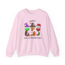 Load image into Gallery viewer, Happy Hallothanksmas: Festive Wine Trio Crewneck