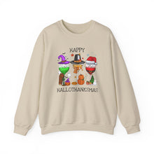 Load image into Gallery viewer, Happy Hallothanksmas: Festive Wine Trio Crewneck