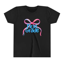 Load image into Gallery viewer, First Grade Tee - First Day of School Bow Design - Kids Softstyle Tee