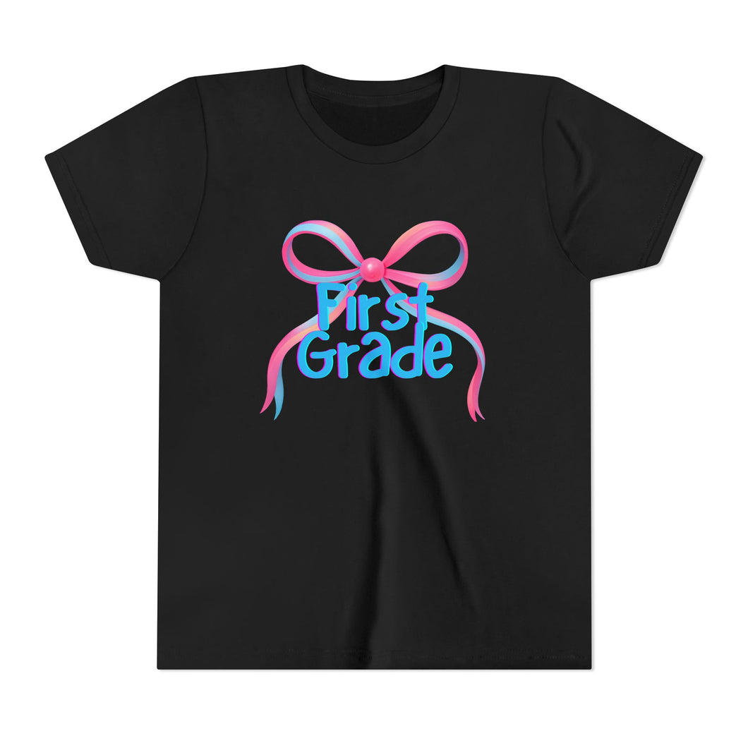 First Grade Tee - First Day of School Bow Design - Kids Softstyle Tee