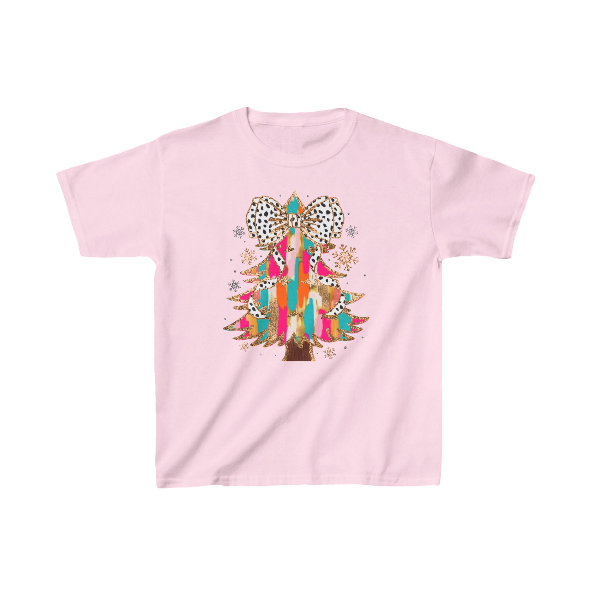 Colorful Coquette Glitter Christmas Tree: Girly & Bright Holiday Youth Girls T-shirt