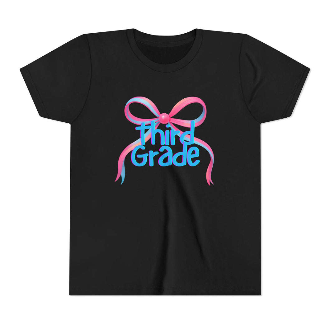 Third Grade Tee - First Day of School Bow Design - Kids Softstyle Tee
