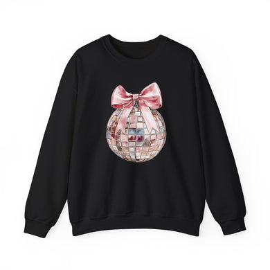 Crewneck Sweatshirt with Croquet Bow on Disco Ball Design