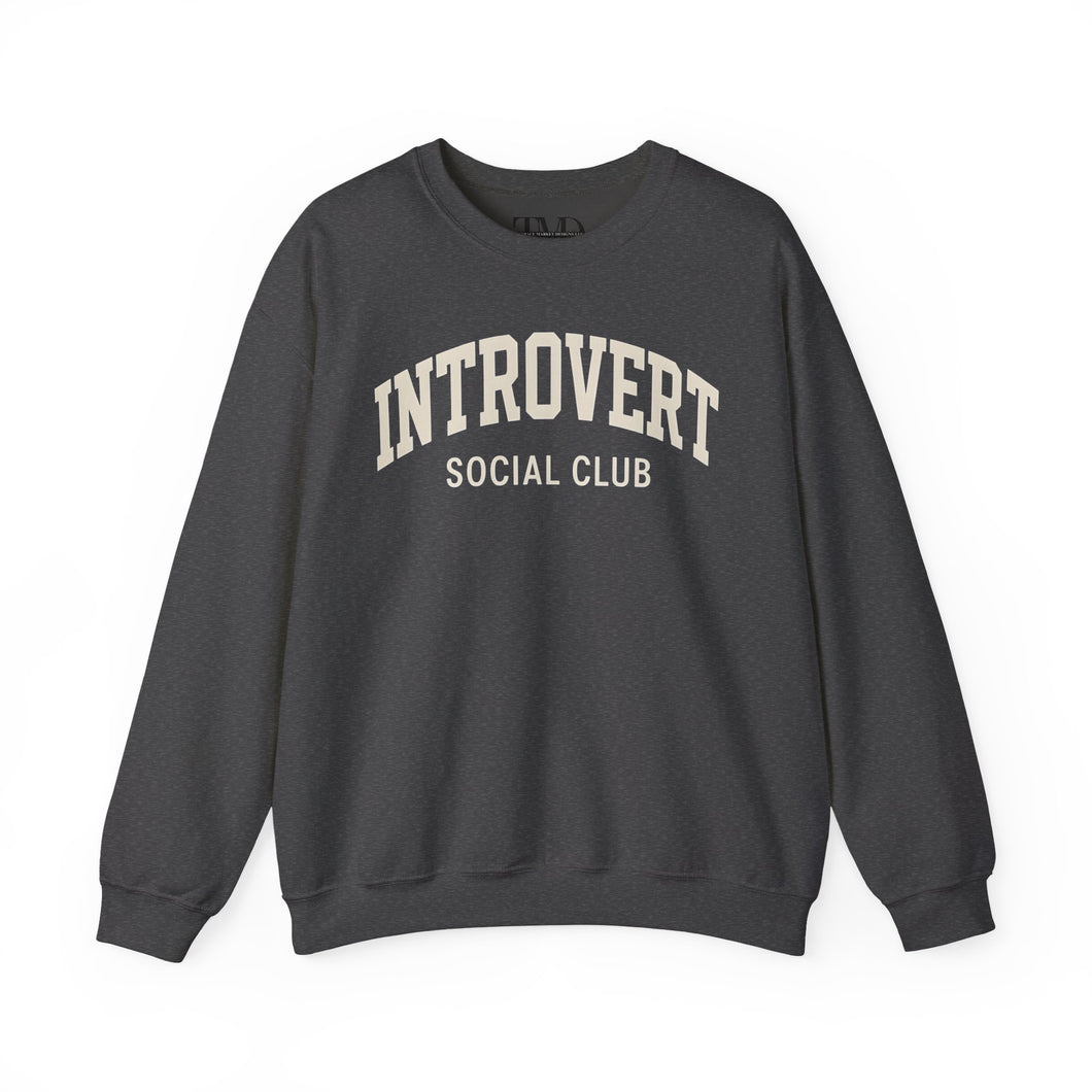 Introvert Social Club Crewneck Sweatshirt - Cozy Gift for Introverts